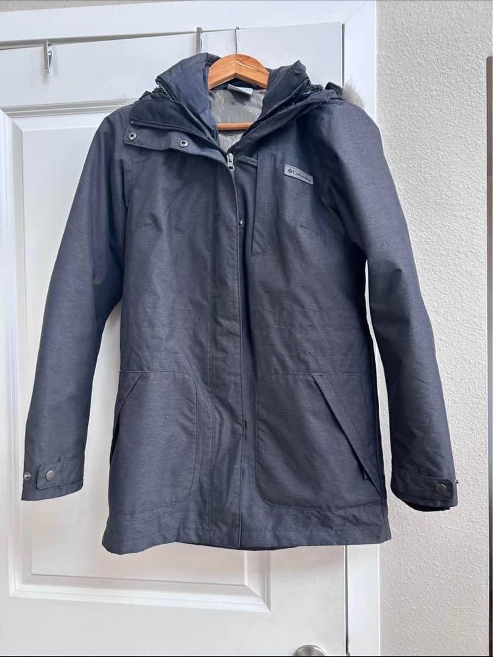 Columbia Women's Charcoal Hooded Trench Coat
